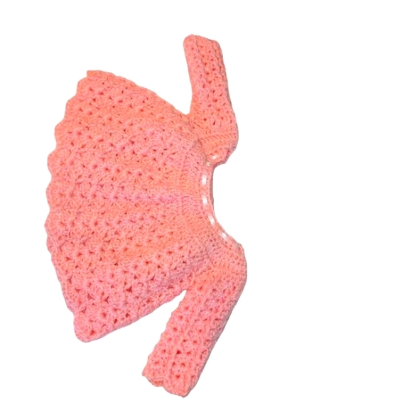 NEW! 2 Pc Pink Hand Crocheted Baby Set 4509 - Picture 5 of 6